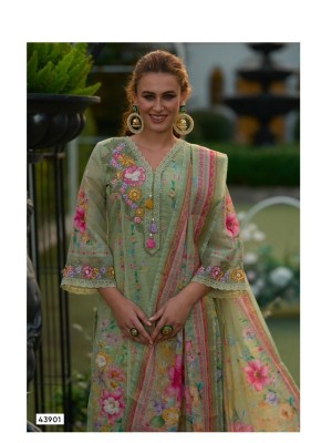 Phulkari by Kailee fashion Pure linen digital printed top bottom and dupatta catalogue with low rate readymade suit catalogs