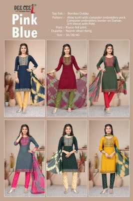 Pink blue by Deecee designer embroidered Aline readymade suit catalogue at affordable rate readymade suit catalogs