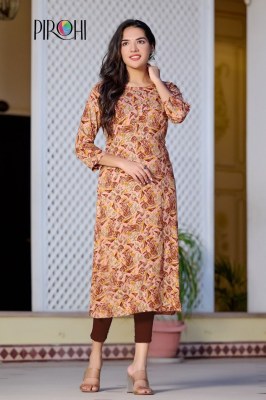 Pirohi presented siri reyon foil printed embroidered kurti catalogue at low rate kurtis catalogs