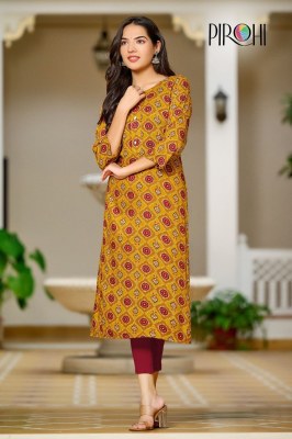 Pirohi presented siri reyon foil printed embroidered kurti catalogue at low rate kurtis catalogs