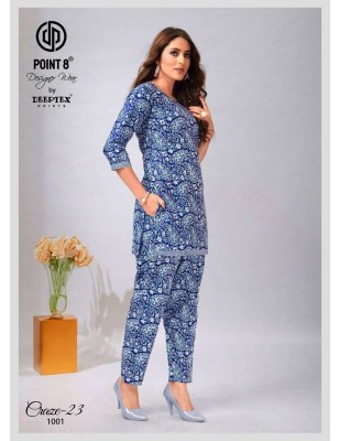 Point 8 By Deeptex Craze Vol 23 Ready To Wear Cotton Co Ord Set Kurti Catalogue wholesale rate  co ord set catalogs