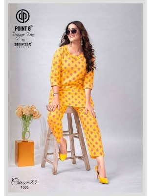 Point 8 By Deeptex Craze Vol 23 Ready To Wear Cotton Co Ord Set Kurti Catalogue wholesale rate  co ord set catalogs