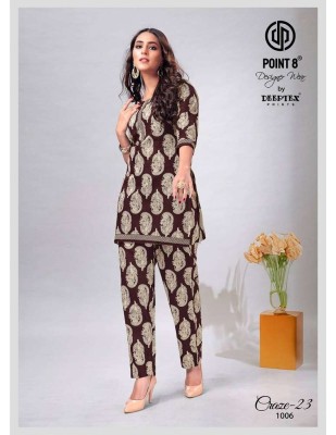 Point 8 By Deeptex Craze Vol 23 Ready To Wear Cotton Co Ord Set Kurti Catalogue wholesale rate  co ord set catalogs