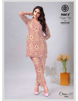 Point 8 By Deeptex Craze Vol 23 Ready To Wear Cotton Co Ord Set Kurti Catalogue wholesale rate  co ord set catalogs