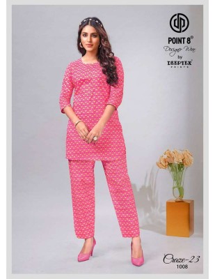 Point 8 By Deeptex Craze Vol 23 Ready To Wear Cotton Co Ord Set Kurti Catalogue wholesale rate  co ord set catalogs