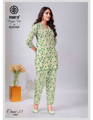 Point 8 By Deeptex Craze Vol 23 Ready To Wear Cotton Co Ord Set Kurti Catalogue wholesale rate  co ord set catalogs