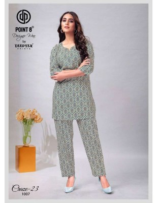 Point 8 By Deeptex Craze Vol 23 Ready To Wear Cotton Co Ord Set Kurti Catalogue wholesale rate  co ord set catalogs