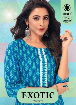 Point 8 By Deeptex Exotic Vol 4 Kurti With Pant set Kurti catalogue wholesale  Deeptex suits 