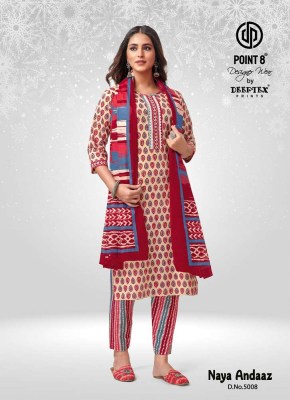 Point 8 By Deeptex Naya Andaaz Vol 5 Pure Cotton Printed Readymade Top Pant Dupatta set wholesale Kurti catalogue  kurtis catalogs