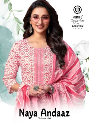 Point 8 By Deeptex Print Naya Andaaz Vol 6 Pure Cotton Printed Kurti Pant Dupatta Set Wholesale Kurti Catalogue  Deeptex suits 