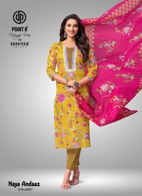 Point 8 By Deeptex Print Naya Andaaz Vol 6 Pure Cotton Printed Kurti Pant Dupatta Set Wholesale Kurti Catalogue  readymade suit catalogs