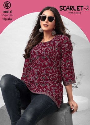 Point 8 By Deeptex Prints Scarlet Vol 2 Pure Cotton Printed Short Top Kurti Design Wholesale rate  Deeptex suits 