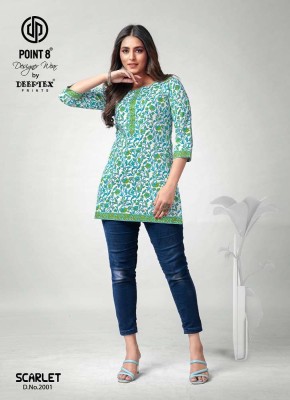 Point 8 By Deeptex Prints Scarlet Vol 2 Pure Cotton Printed Short Top Kurti Design Wholesale rate  kurtis catalogs