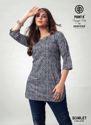 Point 8 By Deeptex Prints Scarlet Vol 2 Pure Cotton Printed Short Top Kurti Design Wholesale rate  kurtis catalogs