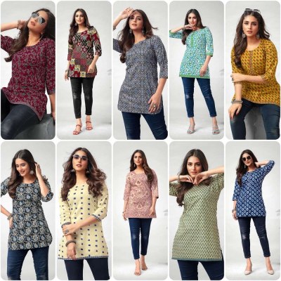 Point 8 By Deeptex Prints Scarlet Vol 2 Pure Cotton Printed Short Top Kurti Design Wholesale rate  kurtis catalogs