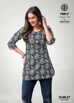 Point 8 By Deeptex Prints Scarlet Vol 2 Pure Cotton Printed Short Top Kurti Design Wholesale rate  kurtis catalogs