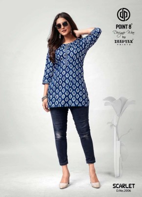 Point 8 By Deeptex Prints Scarlet Vol 2 Pure Cotton Printed Short Top Kurti Design Wholesale rate  kurtis catalogs