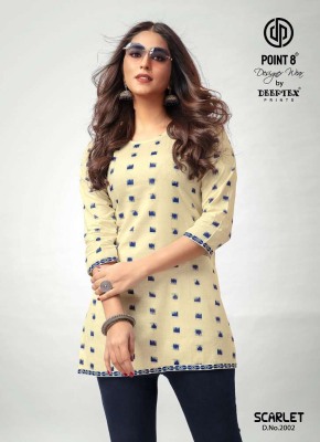 Point 8 By Deeptex Prints Scarlet Vol 2 Pure Cotton Printed Short Top Kurti Design Wholesale rate  kurtis catalogs