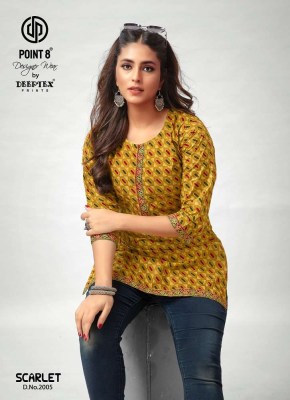 Point 8 By Deeptex Prints Scarlet Vol 2 Pure Cotton Printed Short Top Kurti Design Wholesale rate  kurtis catalogs