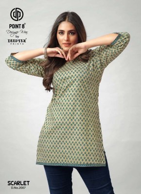 Point 8 By Deeptex Prints Scarlet Vol 2 Pure Cotton Printed Short Top Kurti Design Wholesale rate  kurtis catalogs