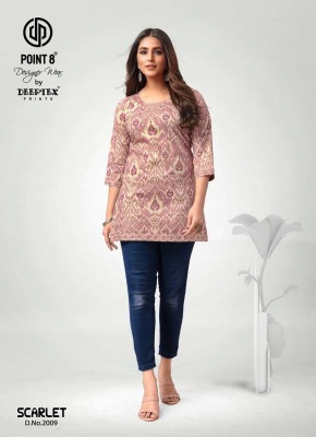 Point 8 By Deeptex Prints Scarlet Vol 2 Pure Cotton Printed Short Top Kurti Design Wholesale rate  kurtis catalogs