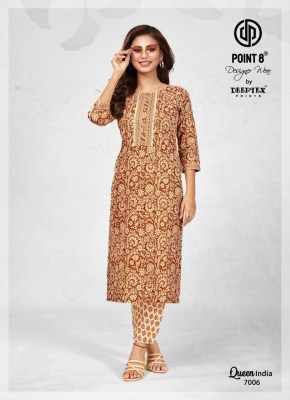 Point 8 By Deeptex Queen India Vol 7 Cotton Kurti Pant Set Wholesale Kurti catalogue  kurtis catalogs