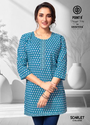 Point 8 By Deeptex Scarlet Vol 6 Cotton Printed Short Top Collection  kurtis catalogs