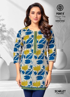 Point 8 By Deeptex Scarlet Vol 6 Cotton Printed Short Top Collection  kurtis catalogs