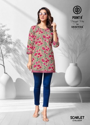 Point 8 By Deeptex Scarlet Vol 6 Cotton Printed Short Top Collection  kurtis catalogs