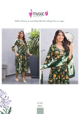 Pooja vol 6 by Mystic 9 Heavy reyon Foil printed readymade suit catalogue at affordable rate readymade suit catalogs