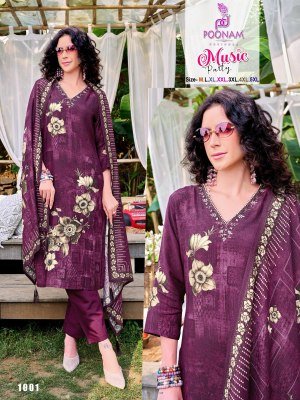 Poonam Designer Music Party Pure Muslin Shimmer Kurti with Handwork, Roman Silk Pants And Printed Dupatta with Four side Handmade Tussles Wholesale kurtis catalogs