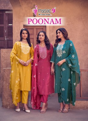 Poonam vol 1 by Mystic 9 Premium quality Embroidered Readymade suit collection with affordable rate wholesale catalogs