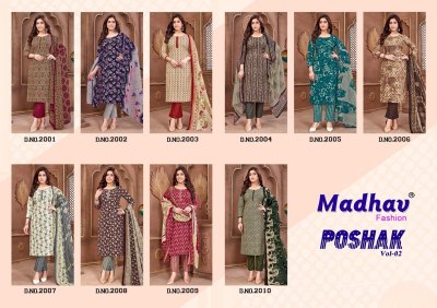 Poshak vol 2 by Madhav Pure cotton printed readymade suit catalogue at affordable rate readymade suit catalogs