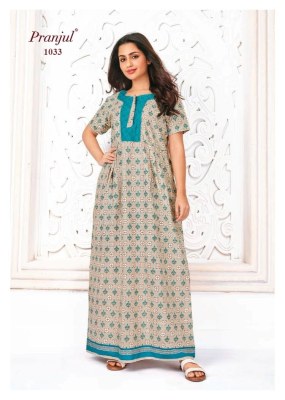 Pragati Vol 10 by Prenjul Pure Cotton Printed Nighties With Pocket collection with low price night wear catalogs