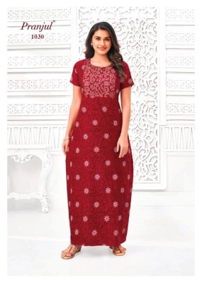 Pragati Vol 10 by Prenjul Pure Cotton Printed Nighties With Pocket collection with low price night wear catalogs