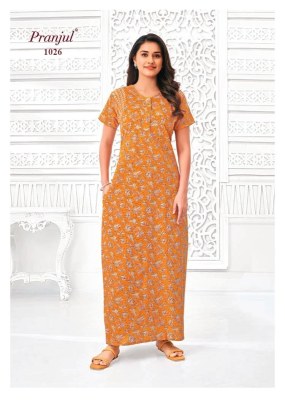 Pragati Vol 10 by Prenjul Pure Cotton Printed Nighties With Pocket collection with low price night wear catalogs