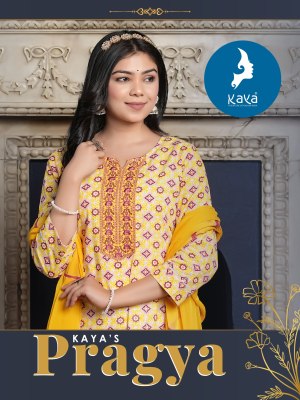 Pragya by Kaya straight cotton printed kurti pant and dupatta catalogue at affordable rate  Kaya kurti