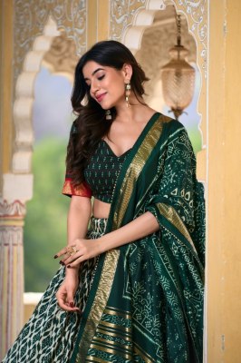 Pranauthi Design No 1223 Green Colour Tussar Silk Navratri Collection Lehenga Choli Buy Online Single  lehenga choli catalogs