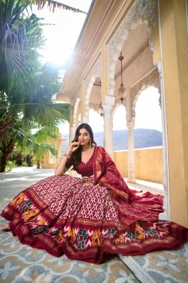Pranauthi Design No 1223 Marron Colour Tussar Silk Navratri Collection Lehenga Choli Buy Online Single  lehenga choli catalogs