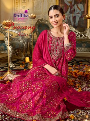 Prasang vol 1 by Radhika Life style heavy reyon foil printed readymade suit catalogue Radhika Lifestyle