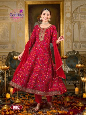 Prasang vol 1 by Radhika lifestyle heavy reyon foil printed embroidered readymade suit catalogue at affordable rate readymade suit catalogs