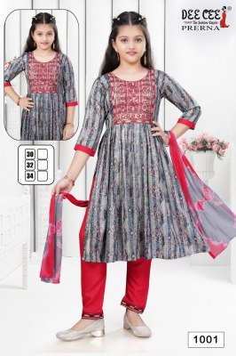 Prerna by deecee reyon printed nayra cut kurti pant and dupatta catalogue Dee cee