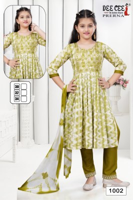 Prerna by deecee reyon printed nayra cut kurti pant and dupatta catalogue readymade suit catalogs