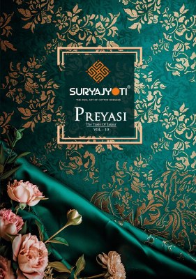 Preyasi vol 10 by Suryajyoti Pure cotton printed unstitched dress material catalogue at affordable rate dress material catalogs