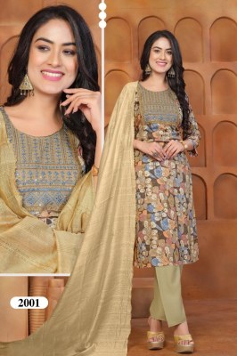 Princess vol 3 by Kashida Heavy reyon foil print embroidered readymade suit collection readymade suit catalogs