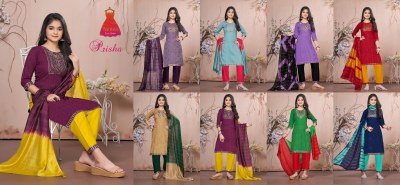 Prisha Vol 1 by Nemis Reyon printed embroidered kurti pant and dupatta catalogue at affordable rate readymade suit catalogs