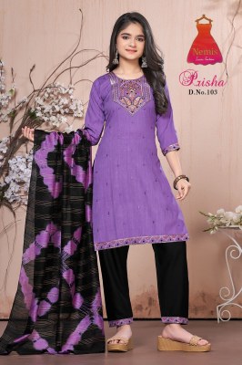 Prisha Vol 1 by Nemis Reyon printed embroidered kurti pant and dupatta catalogue at affordable rate readymade suit catalogs