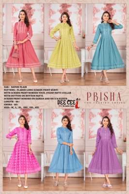 Prisha by Deecee Flared Long screen Printed Kurti collection at affordable rate kurtis catalogs