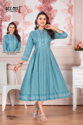 Prisha by Deecee Flared Long screen Printed Kurti collection at affordable rate kurtis catalogs