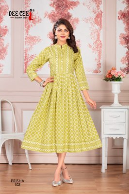 Prisha by Deecee Flared Long screen Printed Kurti collection at affordable rate kurtis catalogs